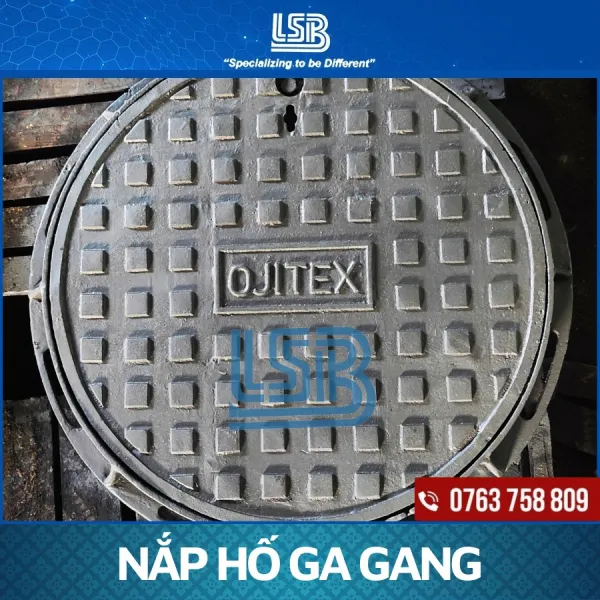 Nắp hố ga bằng Gang/composite khung tròn, nắp tròn 