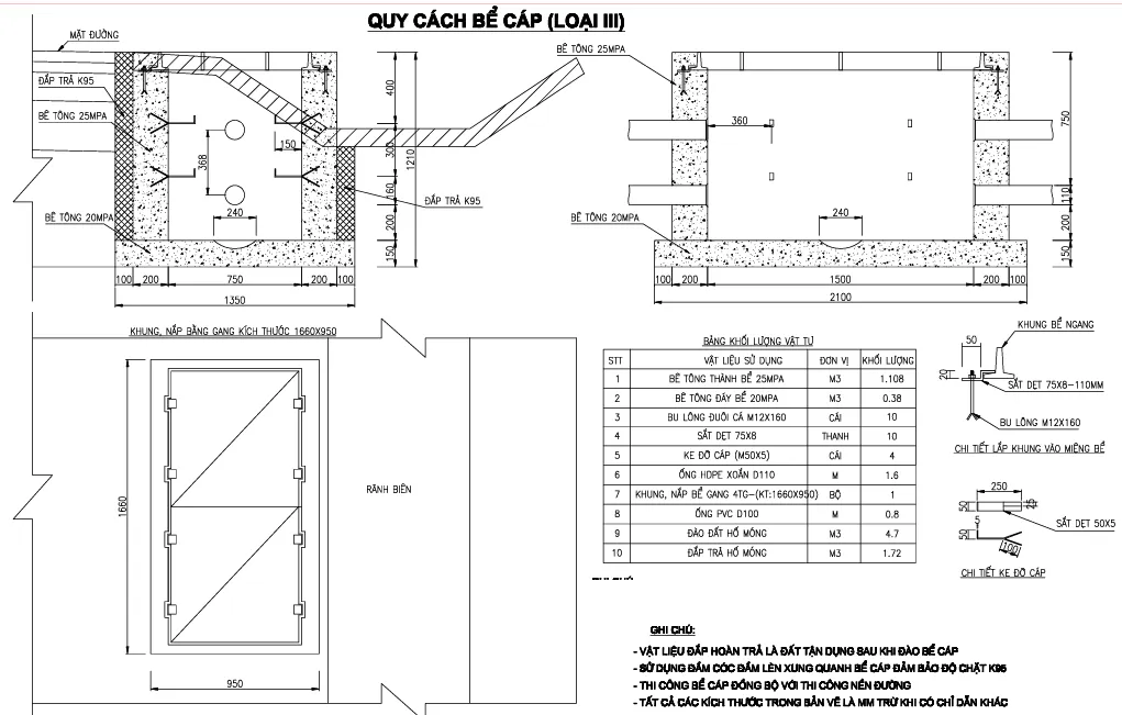 Nắp bể cáp 4 cánh 1660x950 mm