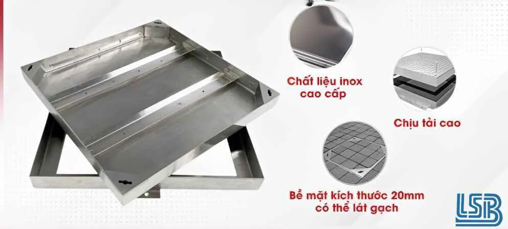 Nắp hố ga lát gạch làm bằng inox 304