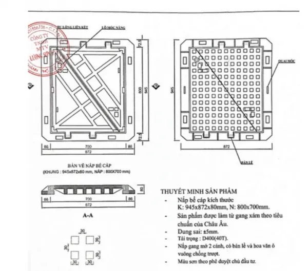Nắp hố ga bể cáp điện lực - viễn thông